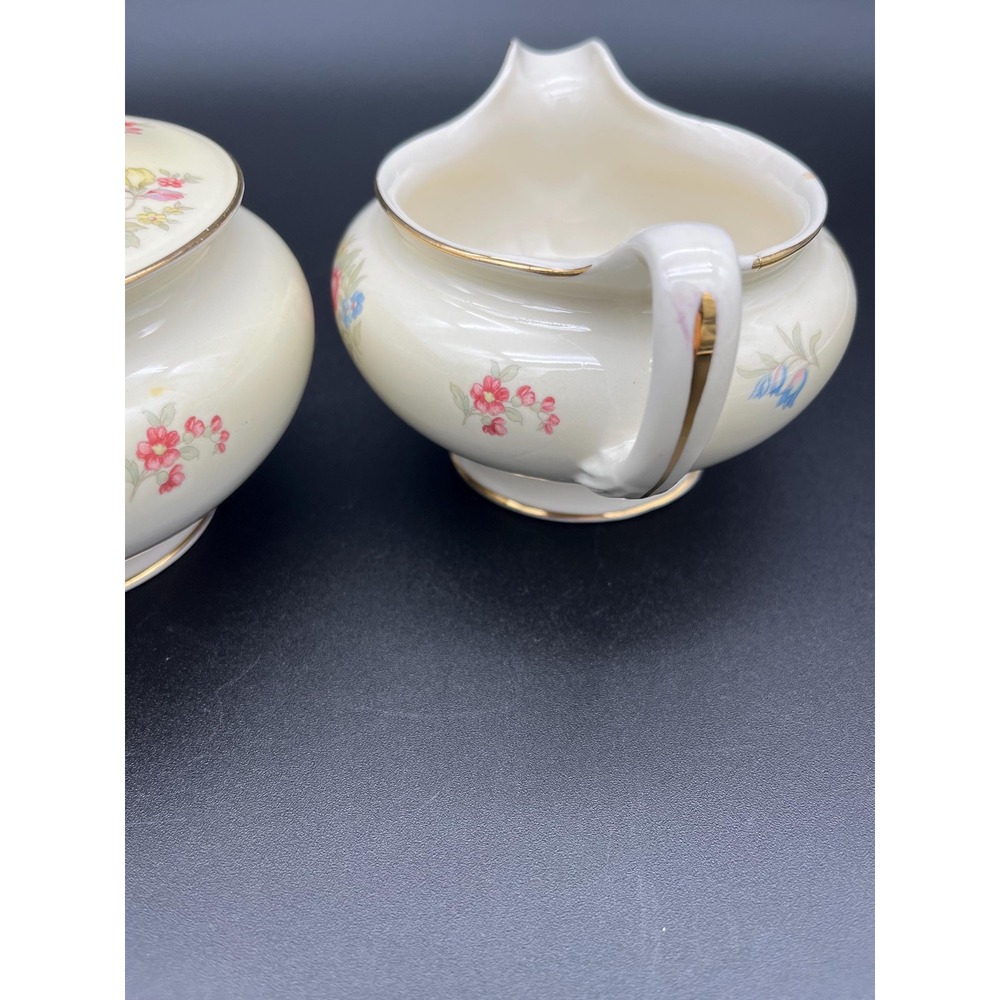 Creamer and Sugar Bowl Set Dresden Homer Laughlin Eggshell Nautilus - Picture 12 of 17